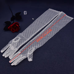 Vintage Style Ladies' Occasion Gloves Polka Dot Sheer Fabric