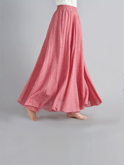 Solid Maxi Skirt Elastic Waist A-Line Summer Vacation Beach Women's Clothing
