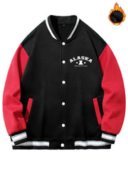 Men's Muppet Bear Print Baseball Collar Jacket