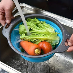 Silicone Collapsible Colander with Handle for Washing and Draining