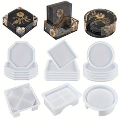 Coaster Resin Mold Set with Storage Box & 4 Silicone Molds