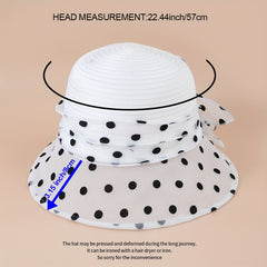 Polka Dot Organza Derby Hat French Mesh Flower Sun Hat Solid Church Hat