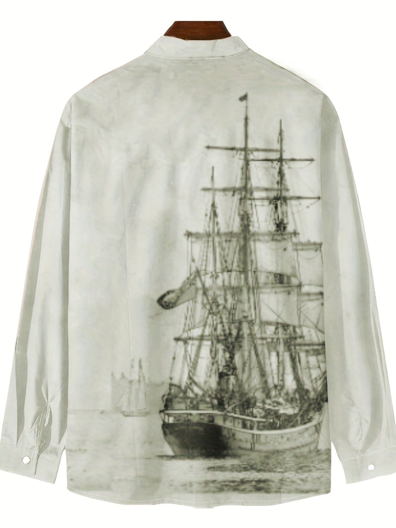 Sailboat 3D Pattern Print Men's Casual Long Sleeve Shirt
