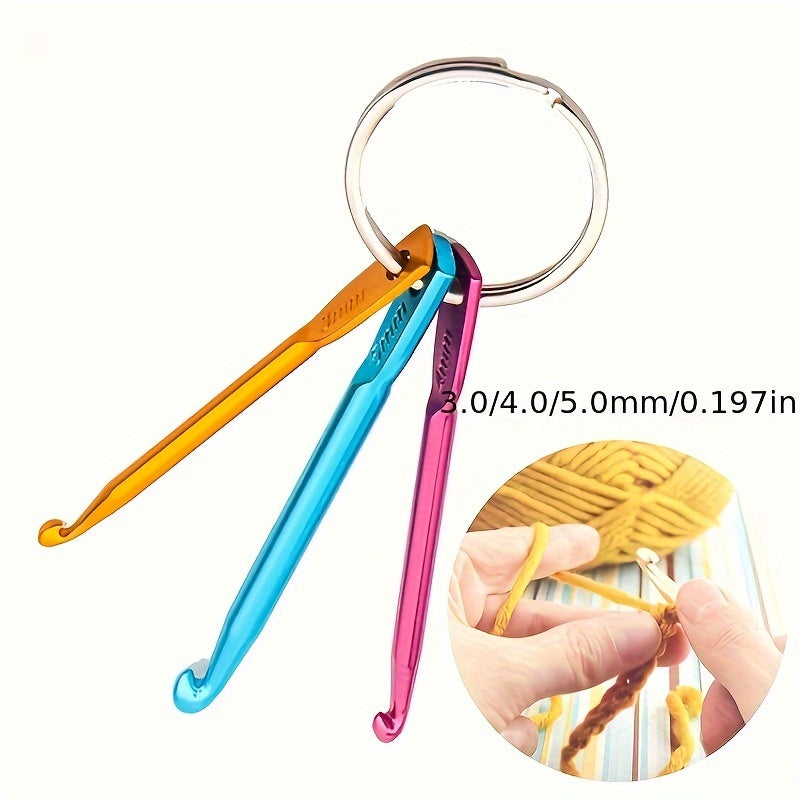 3pcs Crochet Needles Mini Aluminum Keychain DIY Crafts Tools Random