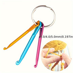 3pcs Crochet Needles Mini Aluminum Keychain DIY Crafts Tools Random