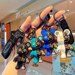 Mechanical Little Bear Keychain For Men Cartoon Car Key Pendant