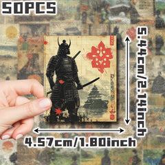 50pcs Japanese Ukiyo e Stickers Vibrant Traditional Art Designs Self Adhesive