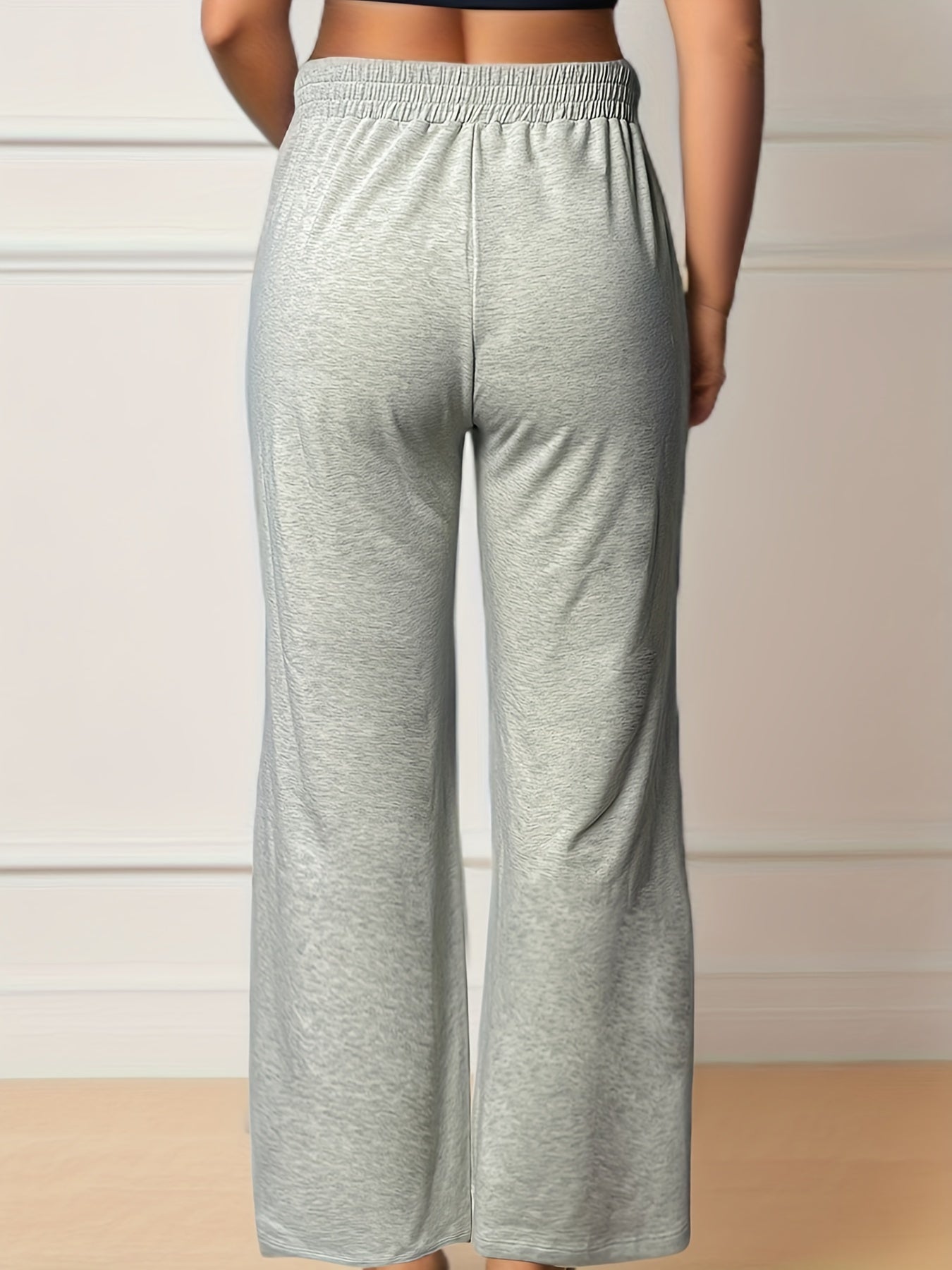 Solid Color Wide Leg Sports Pants for Women