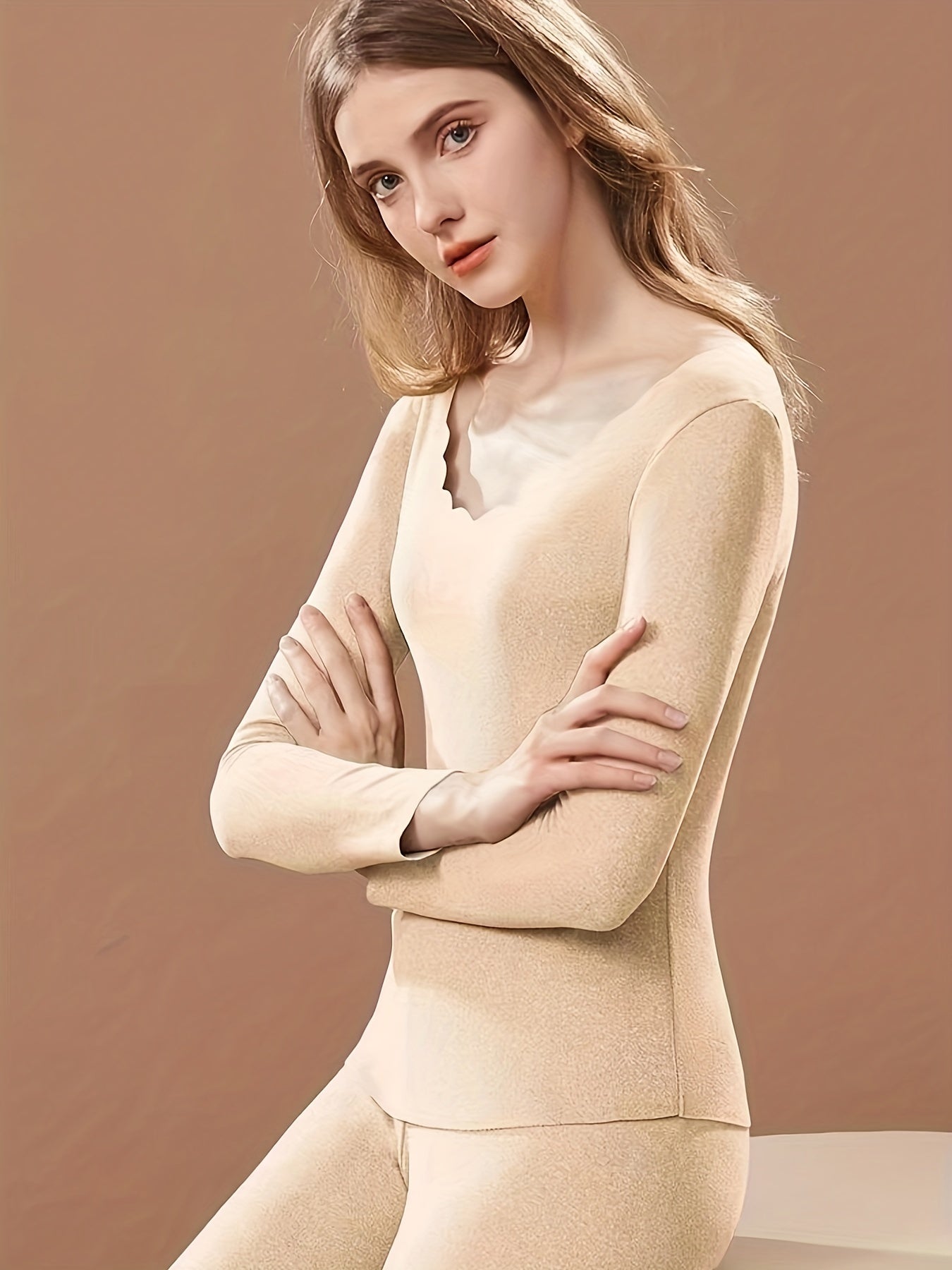 Women's Thermal Underwear Set Long Sleeve Crew Neck Tops & Pants