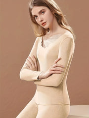 Women's Thermal Underwear Set Long Sleeve Crew Neck Tops & Pants