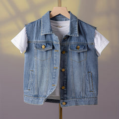 Girls Sleeveless Denim Vest Top for Street Outfit