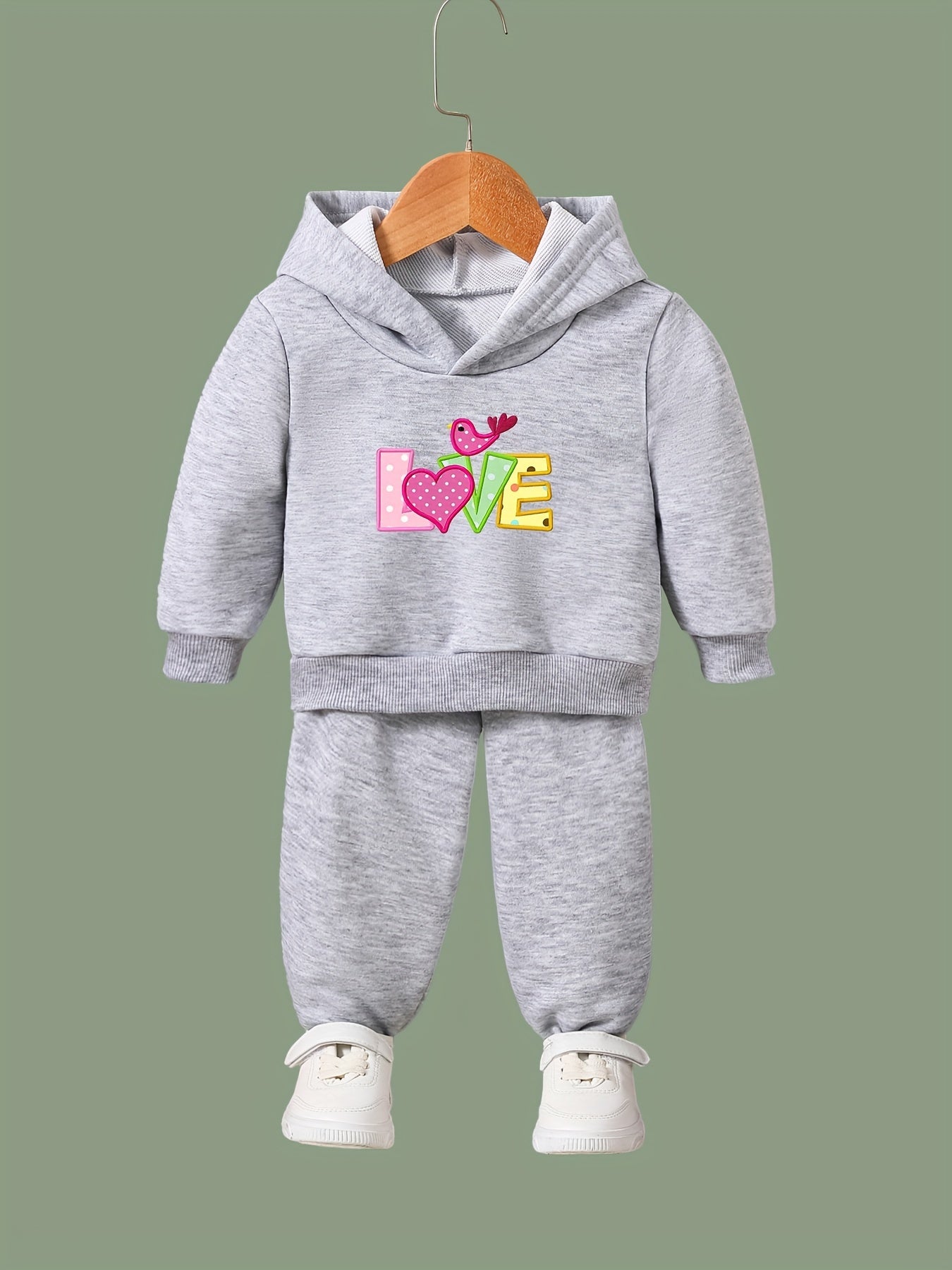 OERYUI LOVE Print Hoodies Pants Set For Spring Fall
