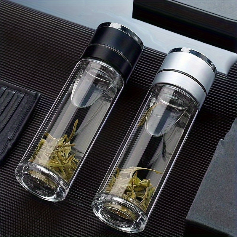 Double Layer Glass Water Bottle 500ml Clear Water Cup Outdoor Sports Fitness