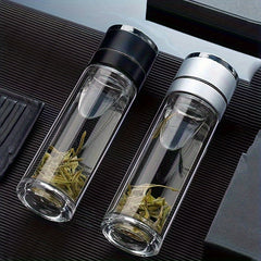 Double Layer Glass Water Bottle 500ml Clear Water Cup Outdoor Sports Fitness
