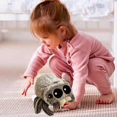 Gray & Brown Plush Spider Toy with Expressive Eyes Soft Stuffed Animal