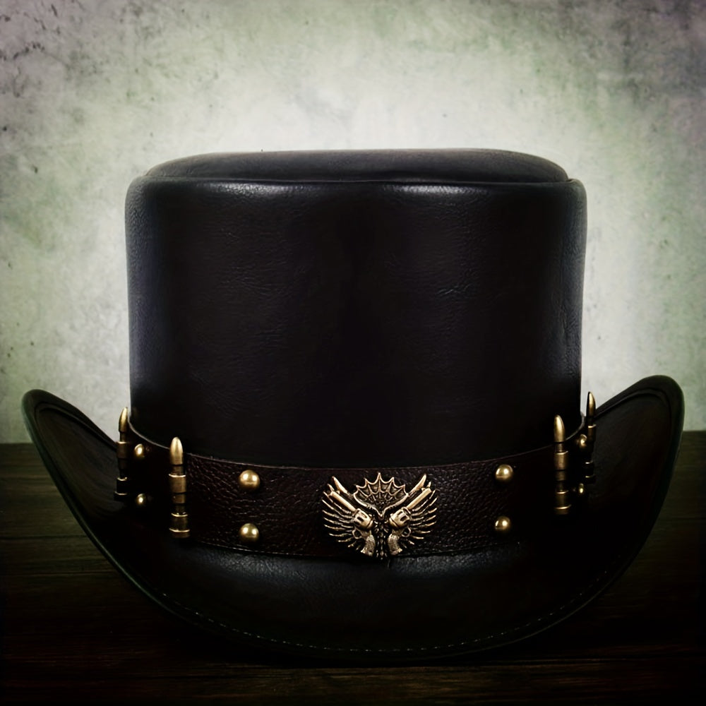 Leather Top Hat President Traditional Fedoras Magician Steampunk Cosplay Cap