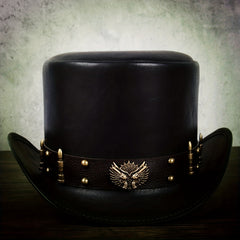 Leather Top Hat President Traditional Fedoras Magician Steampunk Cosplay Cap