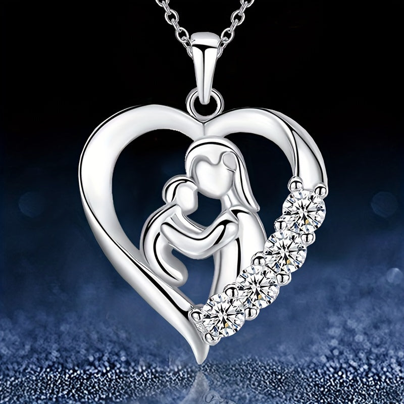 Mother Child Heart Pendant Necklace Casual Accessory Gift