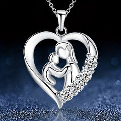 Mother Child Heart Pendant Necklace Casual Accessory Gift
