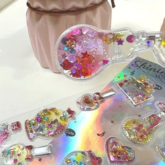 3D Gemstone Stickers Fairytale Decor Set Hearts Stars Unicorns Crowns DIY Crafts