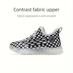 TARANIS Boys Casual Plaid Sneakers Breathable Lightweight Non-slip Shoes