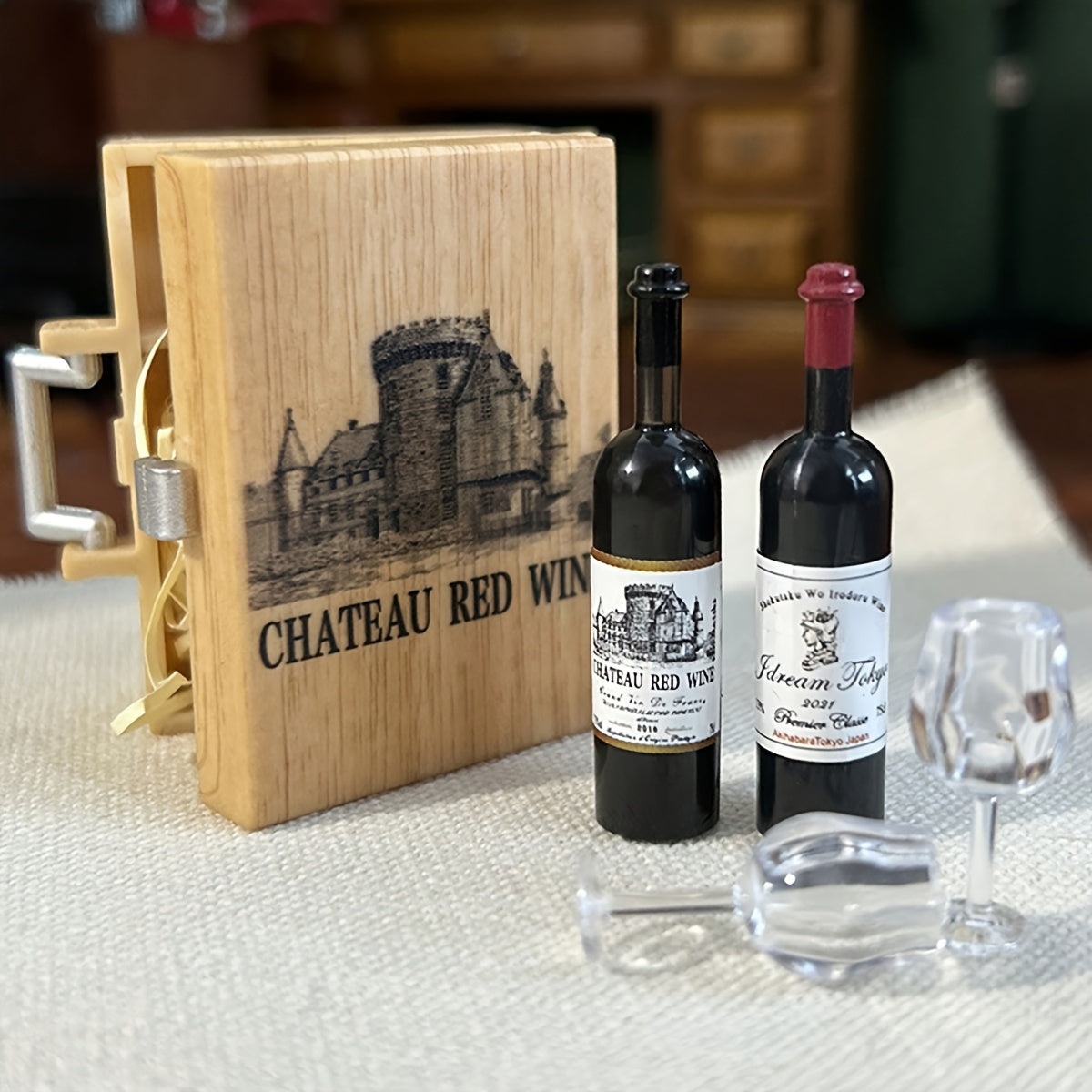 1:12 Scale Wine Bottle Model Resin Material Dollhouse Accessories Set