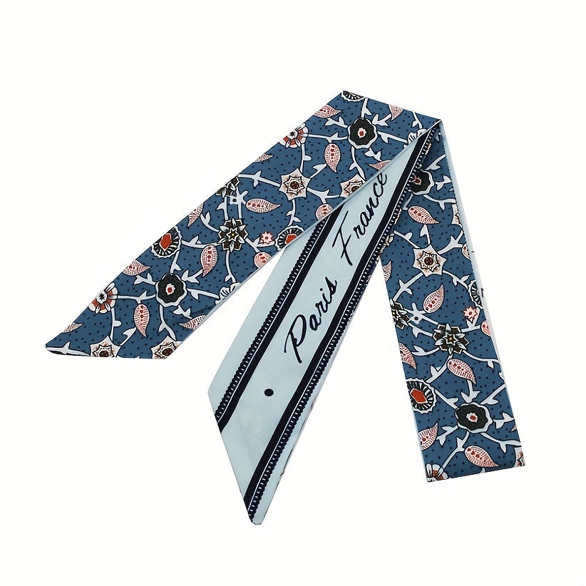 2pcs Set Skinny Scarf Long Ribbon Neckerchief Twilly Scarf For Women