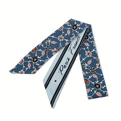 2pcs Set Skinny Scarf Long Ribbon Neckerchief Twilly Scarf For Women