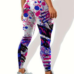 Graffiti Print Slim Fit Yoga Leggings High Stretch