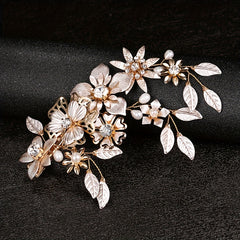 Bridal Flower Hair Clip Inlaid Pearl Rhinestone Head Jewelry
