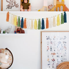 Colorful Rainbow Tassel Carnival Garland Wall Hanging Fall Decor