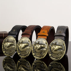 Embossed Punk Style Western Cowboy Leather Belt