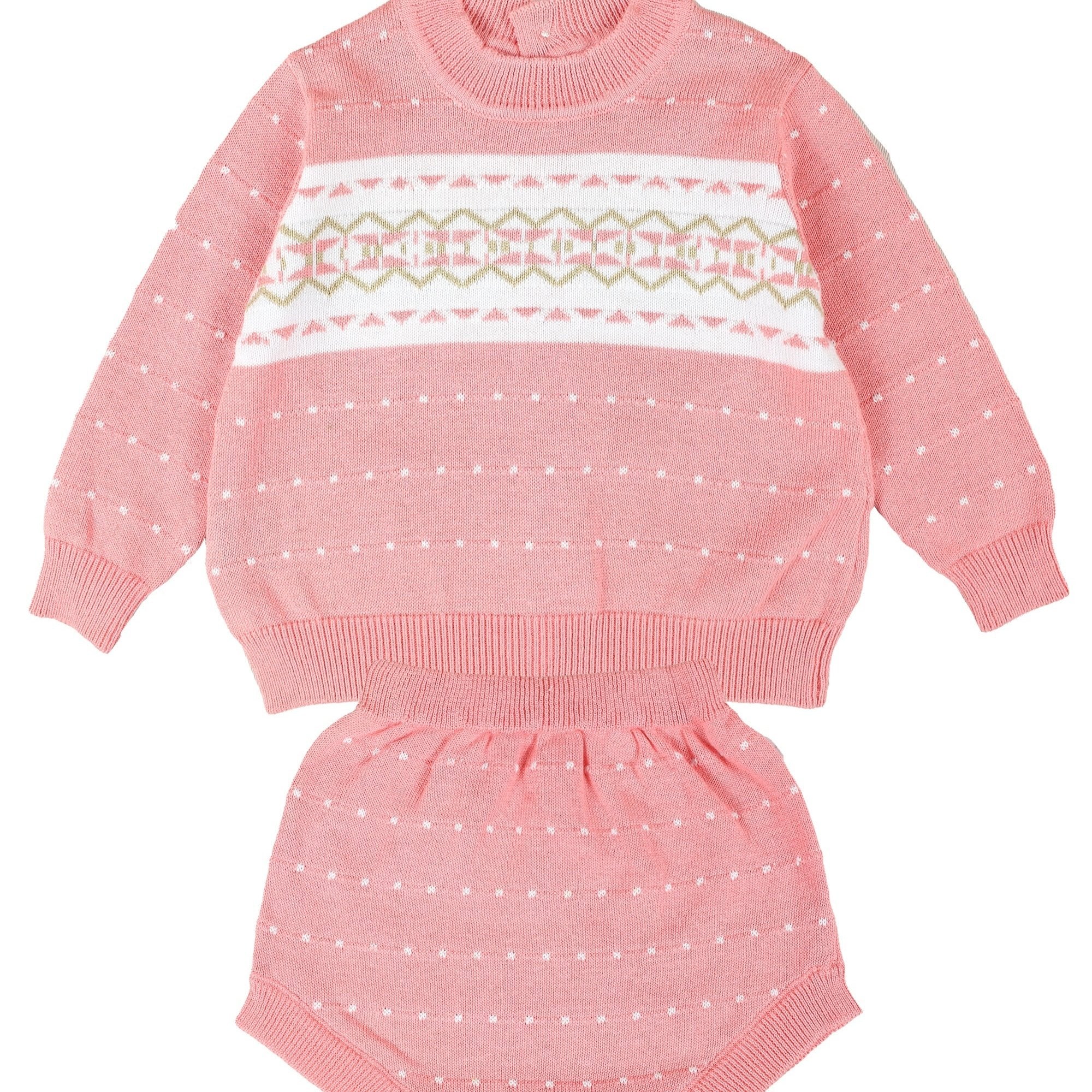 2pcs Baby Preppy Style Knitwear Set Girls Cotton Sweater & Shorts