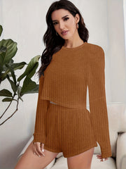 Ribbed Crop Top & Shorts Pajama Set