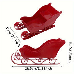 2pcs Christmas Sled Desktop Decoration Plastic Home Tree Hanging Ornam