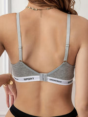 Letter Print Push Up Bra Comfy & Breathable Intimates Bra
