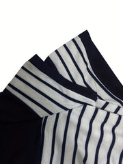 Casual Striped Print Splicing Dress Short Sleeve Crew Neck Dress