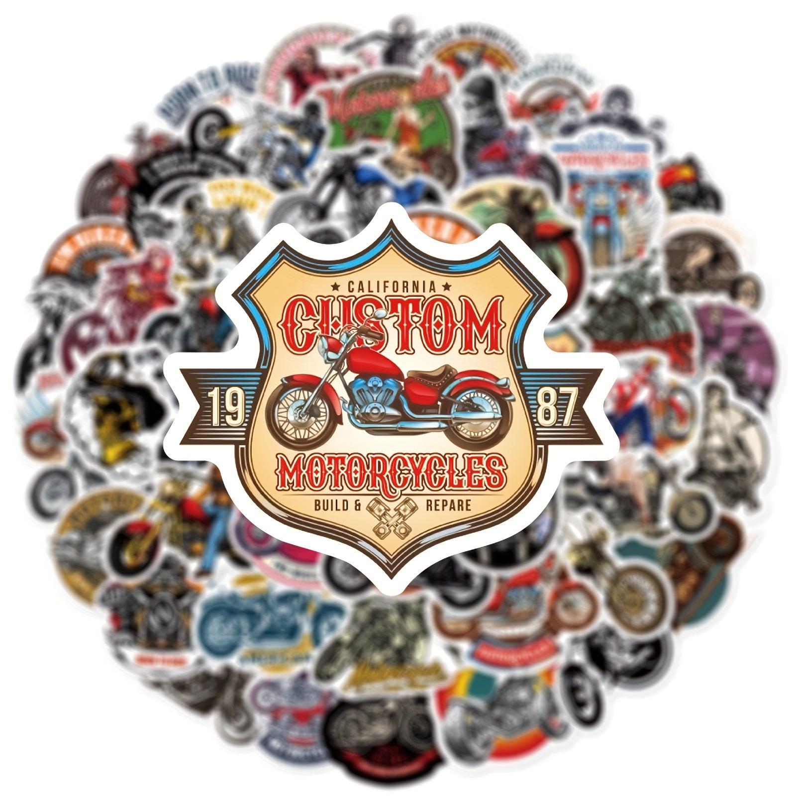 50pcs Rock Motorcycle Stickers Cross Motorcycle Waterproof Decoration Stickers