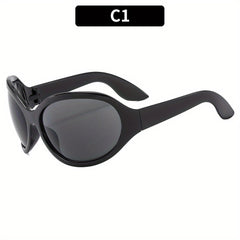Y2K Oversized Round Sunglasses Futuristic Wrap Around Shades UV400