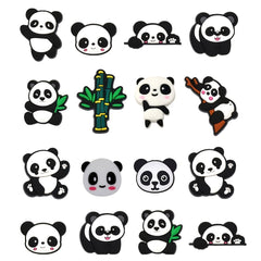 16pcs Panda Shoe Charms for Clogs Slides Sandals PVC Shoe Decorations