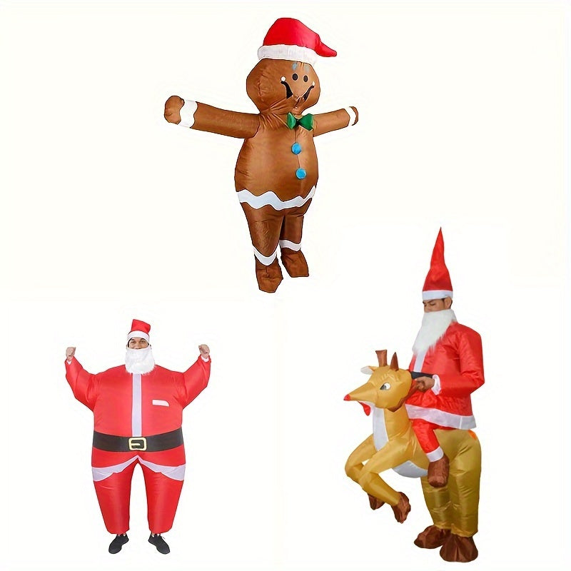 Inflatable Santa Riding Deer Costume Halloween Cosplay Party