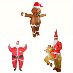 Inflatable Santa Riding Deer Costume Halloween Cosplay Party