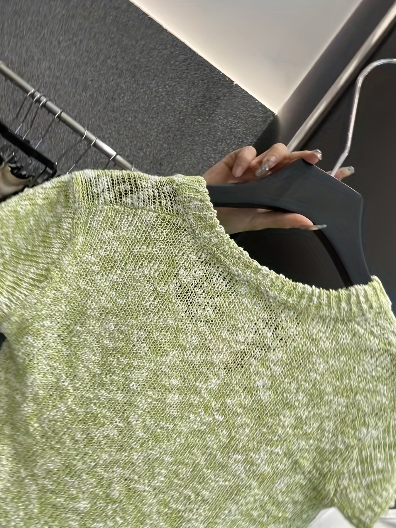 Slim V Neck Knit Sweater Short Sleeve for Spring & Summer