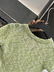 Slim V Neck Knit Sweater Short Sleeve for Spring & Summer