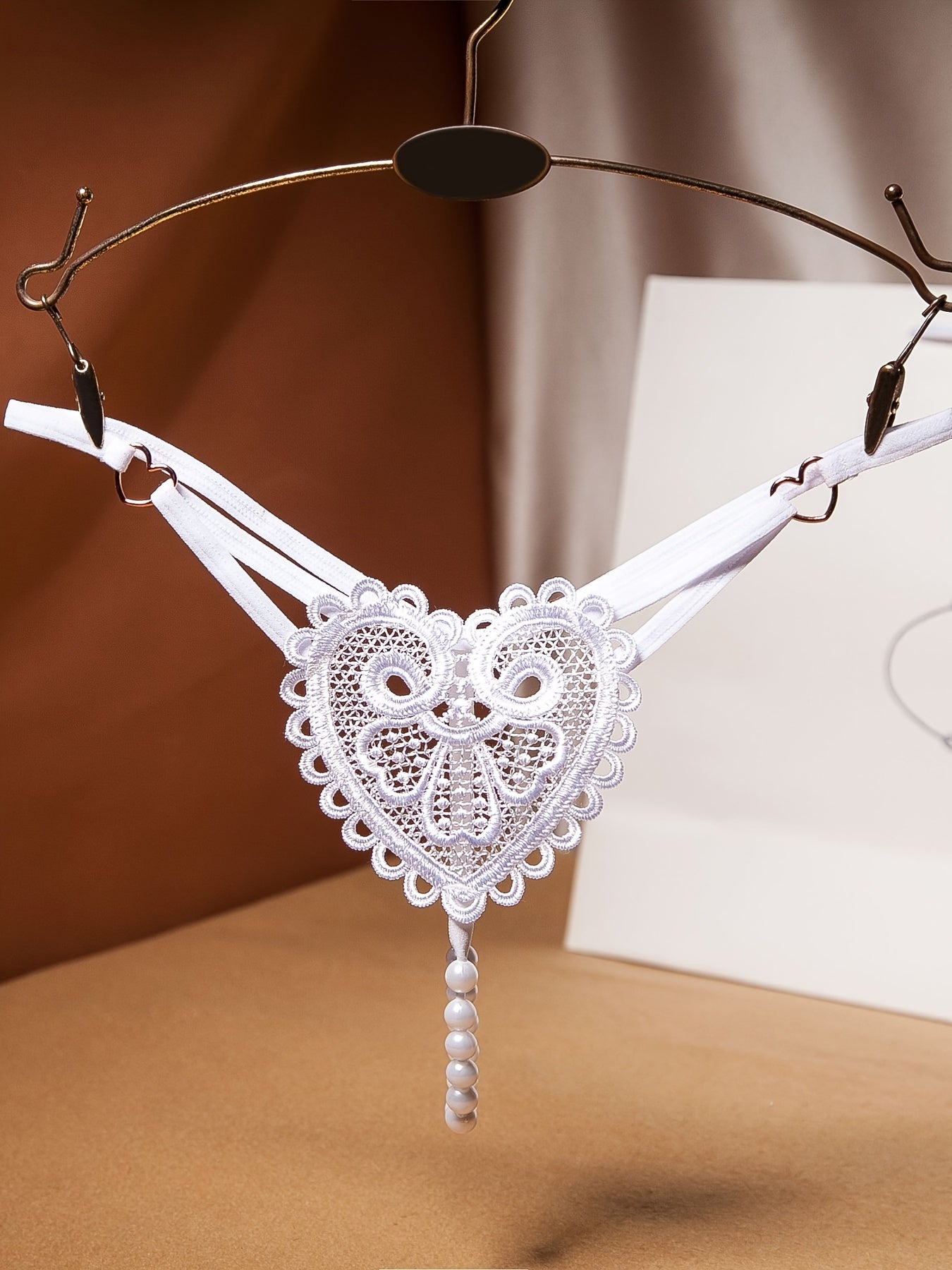 Floral Embroidery Thongs See Through Pearl Massage Panties