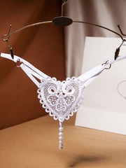 Floral Embroidery Thongs See Through Pearl Massage Panties