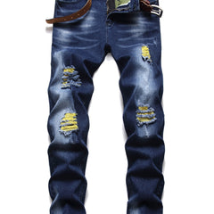 Men's Slim Fit Ripped Jeans - Distressed Stretch Denim Pants