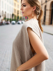 Casual Sweater Vest Floral Trim Knit Vest