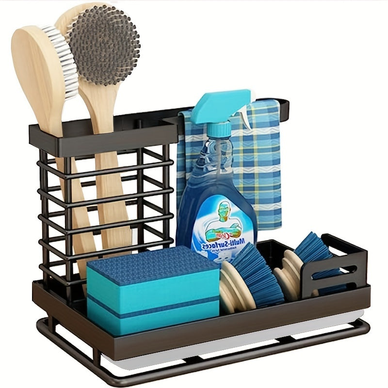 Metal Sink Caddy Kitchen Organizer with Drain Tray