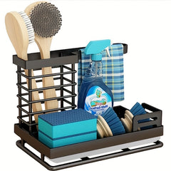 Metal Sink Caddy Kitchen Organizer with Drain Tray